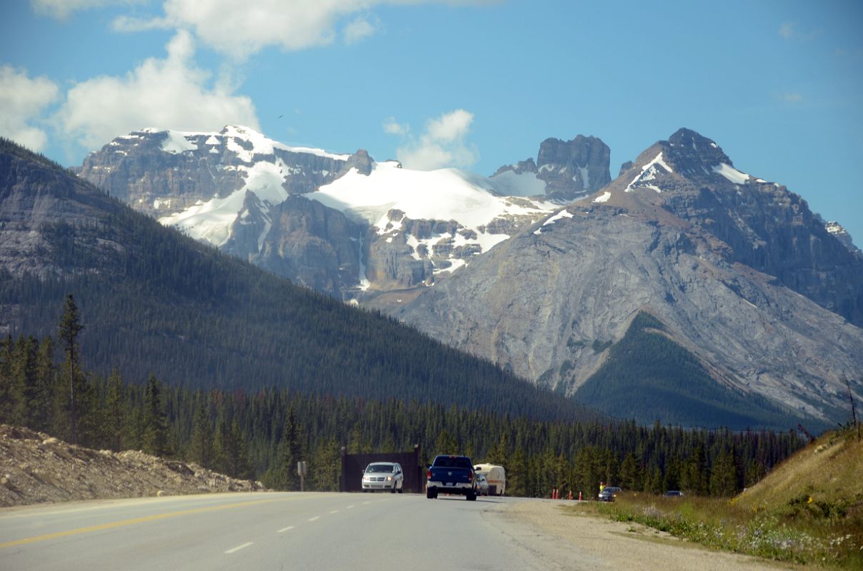 07 Cathedral Mountain and Cathedral Crags At Noon From Trans Canada Highway Just After Leaving Lake Louise For Yoho
